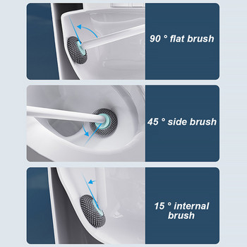 Въртяща се силиконова четка за тоалетна TPR с държач Дренаж Сушене Домакински чисти инструменти за баня Монтирана на стена четка без удар