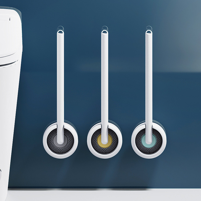 Perie de toaletă rotativă din silicon TPR cu suport, uscare, uscare, unelte de uz casnic, pentru baie, perie montată pe perete fără perforații