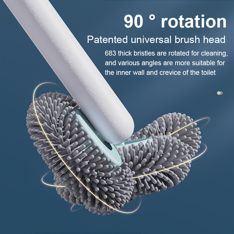 Perie de toaletă rotativă din silicon TPR cu suport, uscare, uscare, unelte de uz casnic, pentru baie, perie montată pe perete fără perforații