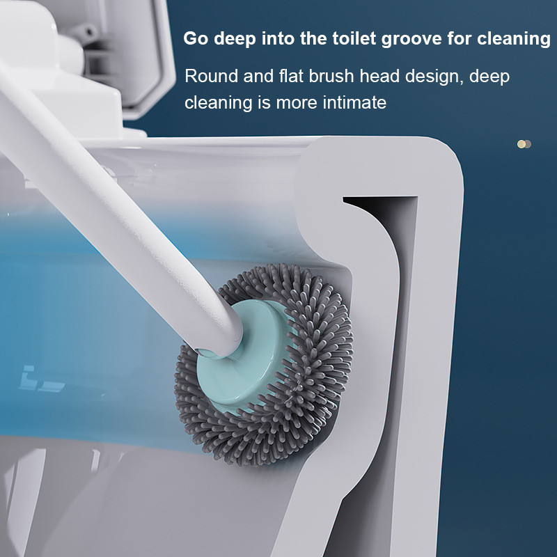 Perie de toaletă rotativă din silicon TPR cu suport, uscare, uscare, unelte de uz casnic, pentru baie, perie montată pe perete fără perforații
