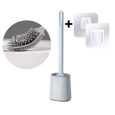 Zidne silikonske četke za WC školjke s kompletom držača Gumena četka za čišćenje WC školjke s dugom drškom Moderni kupaonski dodaci