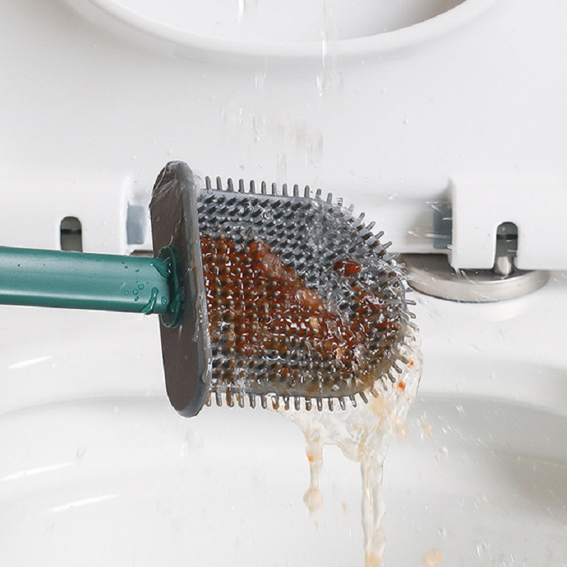Silikonska WC četka s čekinjama Meka glava četke Duga ručka Dvoslojna baza za čišćenje WC četka Kupaonski pribor