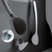 Szilikon WC kefe sarokkefe rések tisztítása Falra szerelhető TPR kefefej Fürdőszobakefék Hosszú nyelű Tartós WC-tartozékok