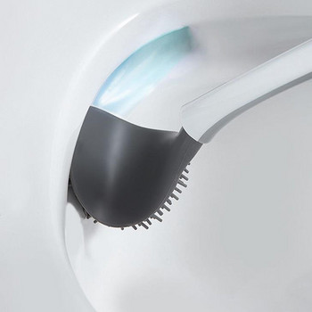 Силиконова четка за тоалетна Ъглова четка Почистване на пролуки Стенен монтиран TPR глава на четка Четки за баня Дълга дръжка Издръжливи WC аксесоари