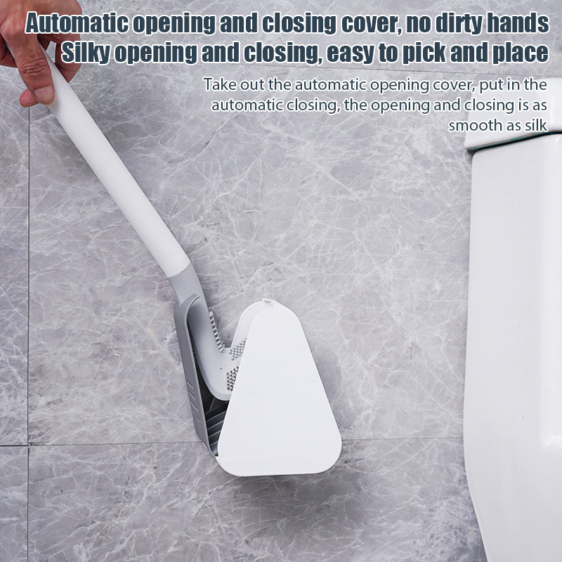 Golfo silikoniniai tualeto šepečiai su laikikliu ilgų rankenų tualeto valymo šepetys, juodi modernūs higieniški vonios kambario priedai