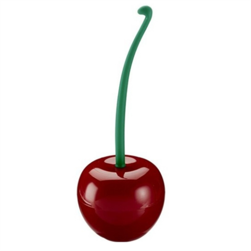 Set de suport pentru perie de toaletă roșu cireș, 1 buc, perie de curățare din plastic, creativ, minunat, cap gros, instrument de curățare a băii pentru uz casnic