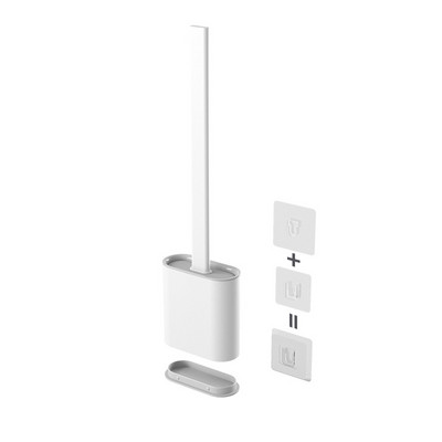 Perie de toaletă Perie din silicon cu cap plat, cu suport, montată pe perete, detașabilă, curățător de perie neagră pentru unelte de baie Accesorii WC