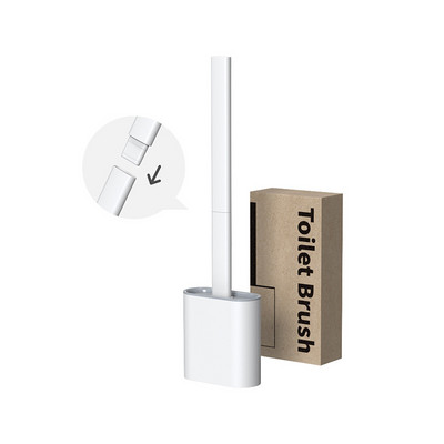 Perie de toaletă Perie din silicon cu cap plat, cu suport, montată pe perete, detașabilă, curățător de perie neagră pentru unelte de baie Accesorii WC