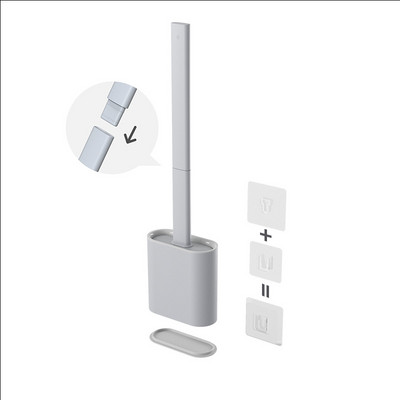 Perie de toaletă Perie din silicon cu cap plat, cu suport, montată pe perete, detașabilă, curățător de perie neagră pentru unelte de baie Accesorii WC