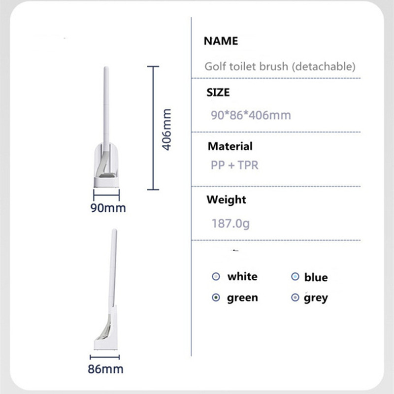 Perie de toaletă de golf creativă din silicon Perie de toaletă cu mâner lung, montată pe perete, cu/fără bază Accesorii pentru baie pentru casă