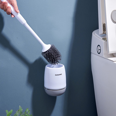 Új szilikon TPR WC-kefe fürdőszobai leeresztő tisztítóeszköz Falra szerelhető vagy padlón álló tisztítókefe fürdőszobai kiegészítők