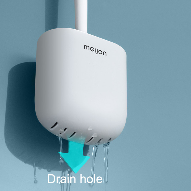 Tualeto šepetys su laikikliu rinkinys ilga rankena Flex guminis silikoninis kanalizacijos valiklis šepetys, montuojamas prie sienos WC Vonios kambario priedai