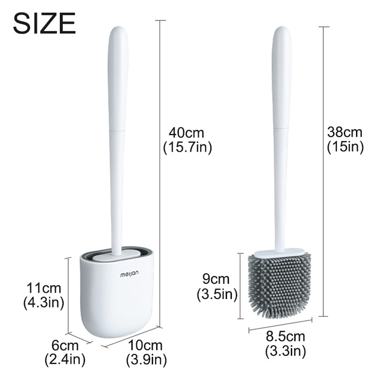 Tualeto šepetys su laikikliu rinkinys ilga rankena Flex guminis silikoninis kanalizacijos valiklis šepetys, montuojamas prie sienos WC Vonios kambario priedai