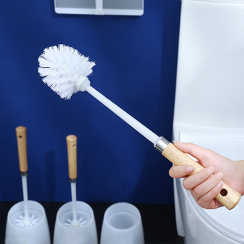 Βούρτσα τουαλέτας με μακριά ξύλινη λαβή με βάση χωρίς νεκρό Coner Βούρτσα καθαρισμού τουαλέτας μπάνιου Καθημερινές ανάγκες