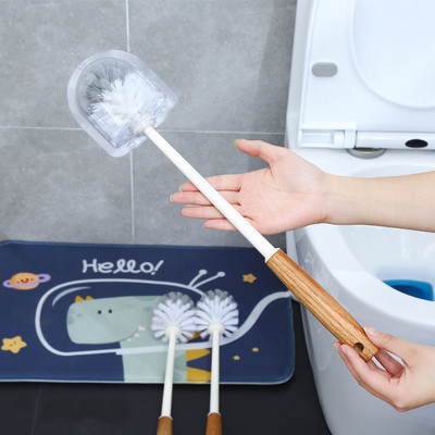 Βούρτσα τουαλέτας με μακριά ξύλινη λαβή με βάση χωρίς νεκρό Coner Βούρτσα καθαρισμού τουαλέτας μπάνιου Καθημερινές ανάγκες