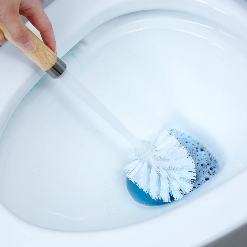 Βούρτσα τουαλέτας με μακριά ξύλινη λαβή με βάση χωρίς νεκρό Coner Βούρτσα καθαρισμού τουαλέτας μπάνιου Καθημερινές ανάγκες