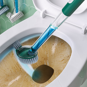 ONEUP Мека силиконова четка за пълнене на тоалетна Четка за почистване на почистващ препарат Без мъртъв ъгъл Двустранна глава на четка Аксесоари за баня