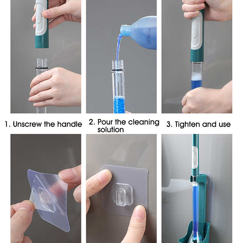 ONEUP minkštas silikoninis tualeto šepetėlis, pripildytas ploviklio Valymo šepetys be negyvos kampo Dvipusės šepetėlio galvutės vonios kambario priedai