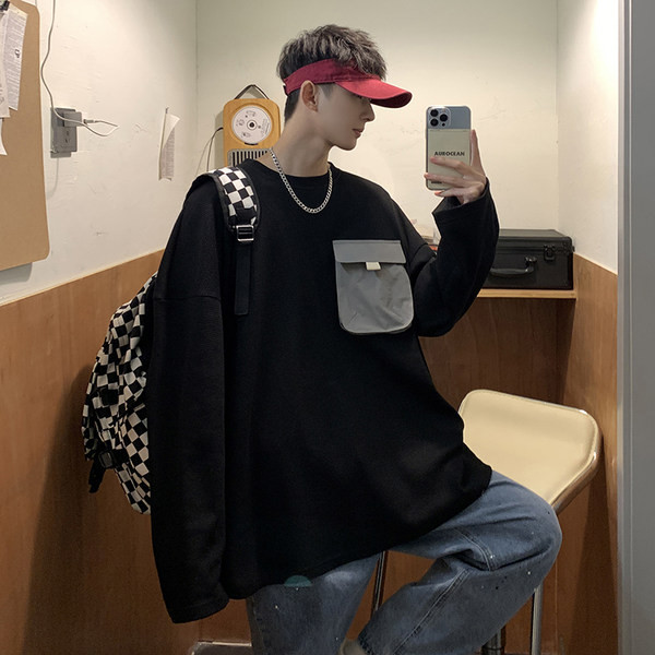 Muška bluza širokog uzorka čistog dizajna s džepom