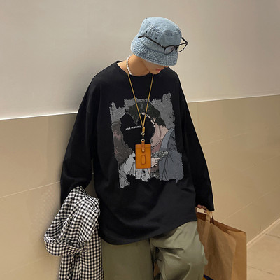 Muška bluza s aplikacijom u četiri boje i ovalnim izrezom