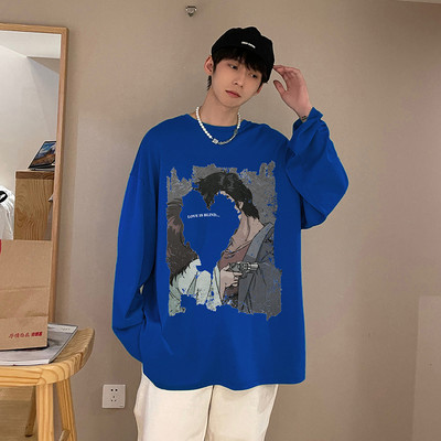 Muška bluza s aplikacijom u četiri boje i ovalnim izrezom