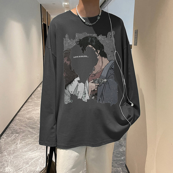 Muška bluza s aplikacijom u četiri boje i ovalnim izrezom