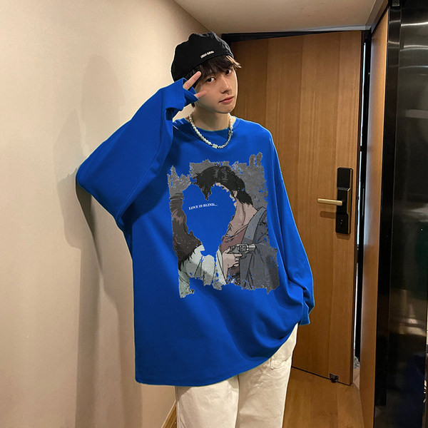 Muška bluza s aplikacijom u četiri boje i ovalnim izrezom