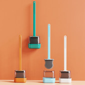 Szilikon sörtéjű WC kefe szárító tartó készlettel, holt sarkok nélküli mosó WC tisztító Brsuh fürdőszoba WC-kiegészítők eszköz