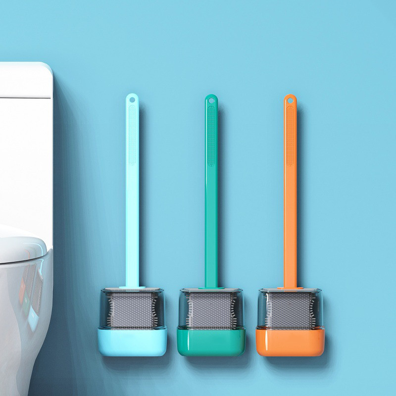 Szilikon sörtéjű WC kefe szárító tartó készlettel, holt sarkok nélküli mosó WC tisztító Brsuh fürdőszoba WC-kiegészítők eszköz