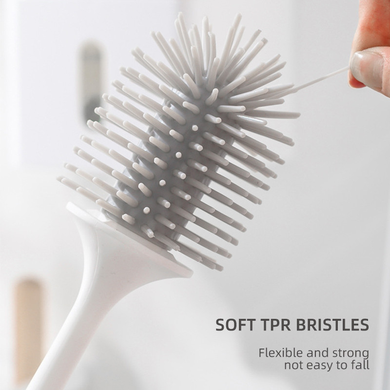 ONEUP TPR silikoninis tualeto šepetėlis, montuojamas ant sienos, valymo priemonės „No Dead Corner“ minkšto kailio valymo šepetys namų vonios kambario priedų rinkinys