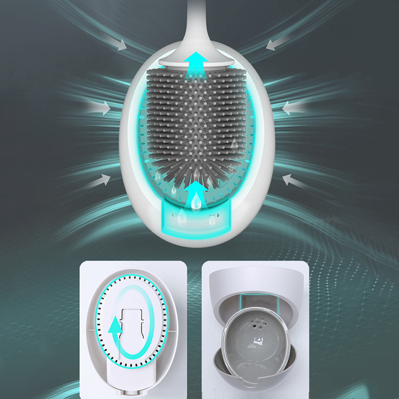 Cap de perie TPR Perie de toaletă Fără colțuri moarte Set de perii de toaletă ghemuite pentru spălare pe raft de uz casnic pentru baie, silicon