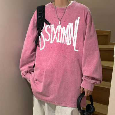 Vyriška laisvalaikio palaidinė su raštu ir ovalia iškirpte