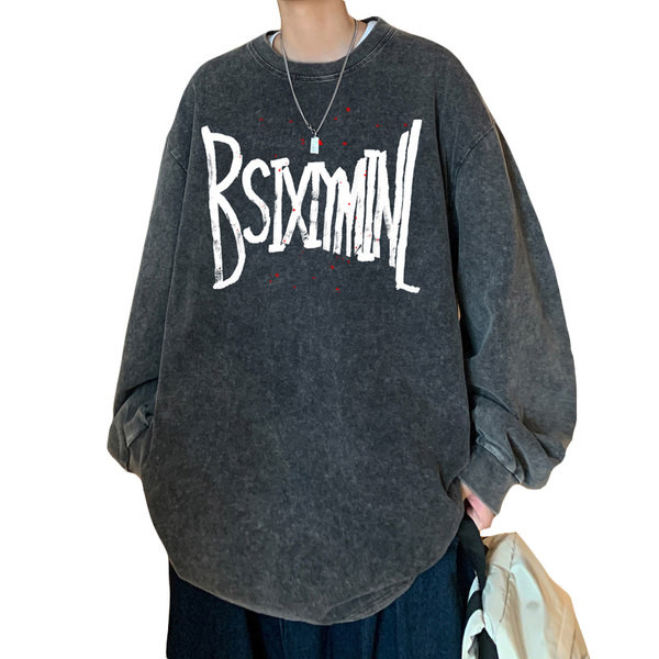 Vyriška laisvalaikio palaidinė su raštu ir ovalia iškirpte