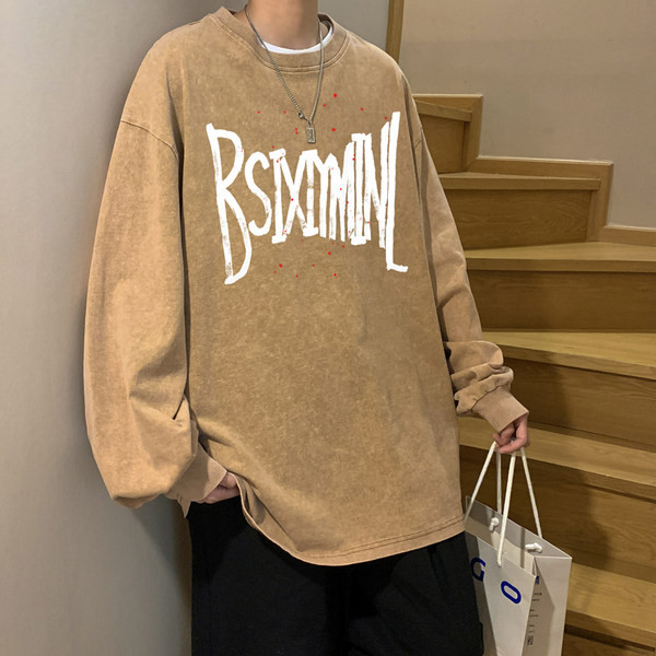 Vyriška laisvalaikio palaidinė su raštu ir ovalia iškirpte