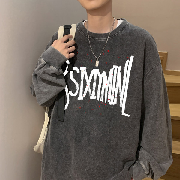 Vyriška laisvalaikio palaidinė su raštu ir ovalia iškirpte