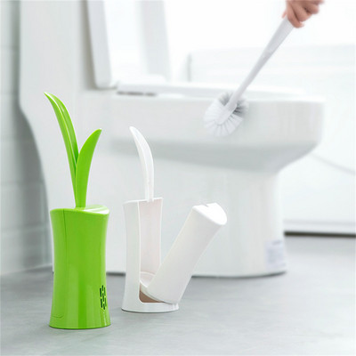 Σετ βούρτσας τουαλέτας Creative Small Grass Shape Brush Bathroom Long Handle Hemisphere Cleaning Brush Head Bathroom Exquite αξεσουάρ