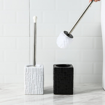 Σετ βούρτσας τουαλέτας με κεραμική βάση Αξεσουάρ μπάνιου Πρακτικό καθαρό εργαλείο καθαρισμού βούρτσα καθαρισμού από ανοξείδωτο χάλυβα με μακριά λαβή βούρτσα τουαλέτας