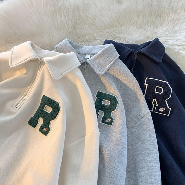 Férfi blúz gallérral és cipzárral