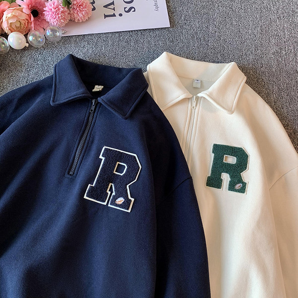 Férfi blúz gallérral és cipzárral