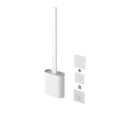 Tualeto šepetys, atsparus vandeniui su silikono pagrindu, plokščia galvutė, lankstus minkštų šerių šepetys su greito džiūvimo laikiklio rinkiniu