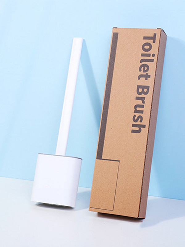 Tualeto šepetys, atsparus vandeniui su silikono pagrindu, plokščia galvutė, lankstus minkštų šerių šepetys su greito džiūvimo laikiklio rinkiniu