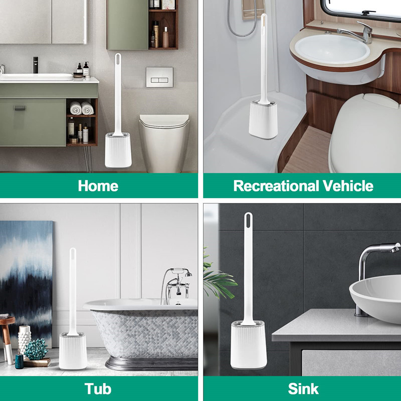 TORMAYS silikoninis tualeto šepetys su greitai džiūstančiu šepečio laikikliu, montuojamas ant sienos, daugiafunkciniai tualeto šepečiai, skirti vonios kambario valymui