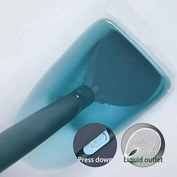 ONEUP Хидравлична четка за тоалетна Силиконова глава с мека глава на езика, четка за почистване без пробиване и дълга дръжка Комплект аксесоари за баня