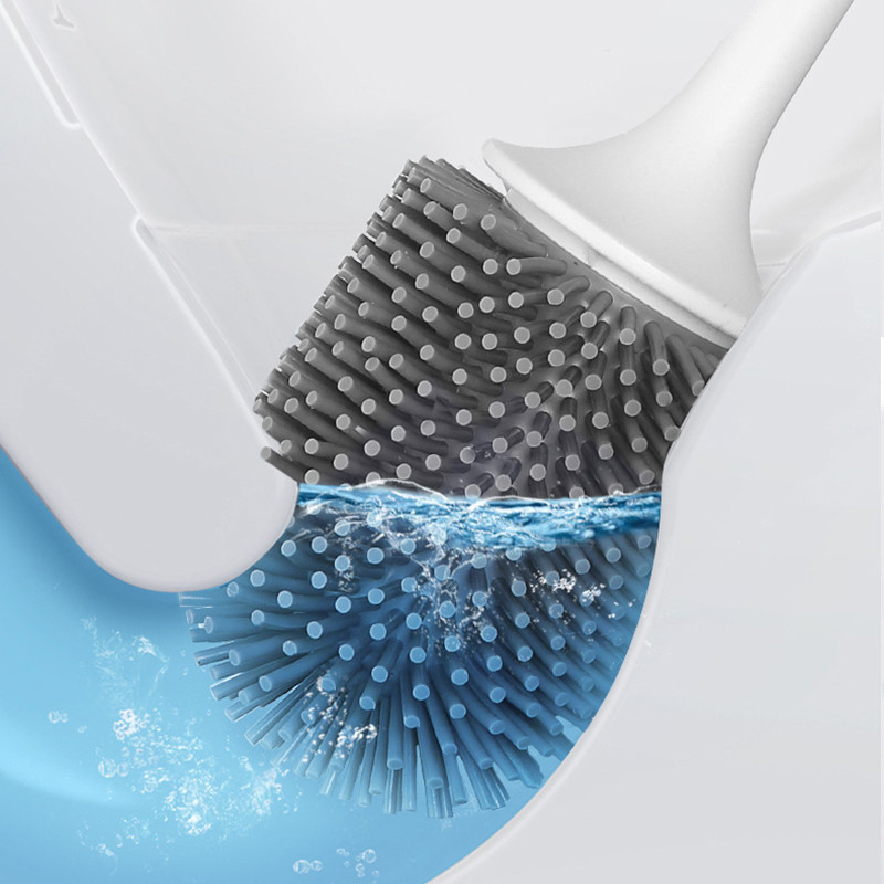 Fleksibilna WC četka sa setom držača Gumena silikonska četka za čišćenje s dugom drškom Montirana na zid nepropusna WC kupaonski pribor