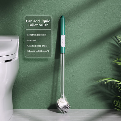 Silikoninis tualeto šepetys Prie sienos montuojamas valymo šepetys su valymo vamzdeliu be mirusio kampo tualeto valymo įrankis vonios kambario priedas