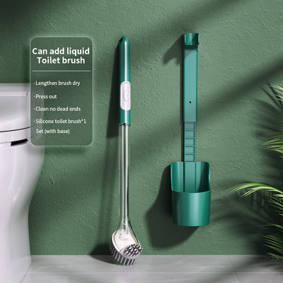 Silikoninis tualeto šepetys Prie sienos montuojamas valymo šepetys su valymo vamzdeliu be mirusio kampo tualeto valymo įrankis vonios kambario priedas