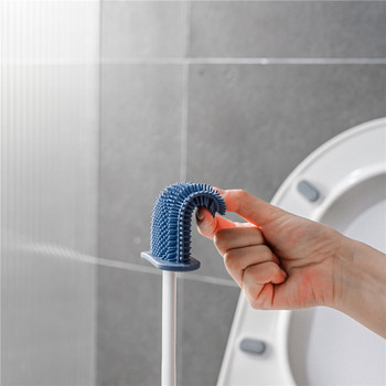 TPR Силиконова глава за четка Комплект четки за тоалетна Почистване Без мъртъв ъгъл Четки за баня с дълга дръжка и държач Издръжливи WC принадлежности