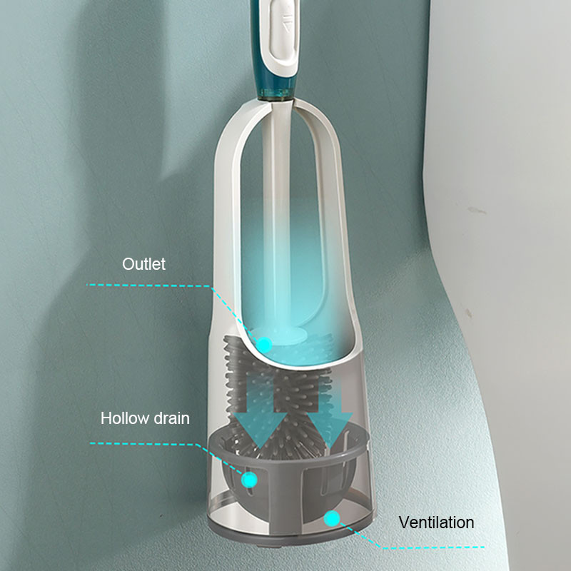 Perie de toaletă din silicon ONEUP, cu tub de curățare, fără colțuri moarte, set de toaletă pentru curățarea podelei de uz casnic, accesorii pentru baie