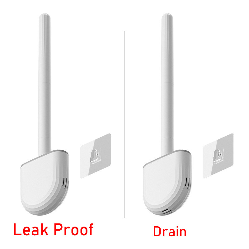 2 vnt. silikoninis tualeto šepetys, nepraleidžiantis nuotėkio su pagrindo / nutekėjimo WC plokščia galvute, lanksčiu minkštų šerių valymo šepečiu su greitai džiūstančiu laikikliu