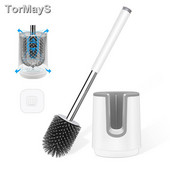 TORMAYS szilikon WC kefe készlet U-alakú kefetartóval, rozsdamentes acél nyéllel falra szerelhető és álló fürdőszobai tisztítás